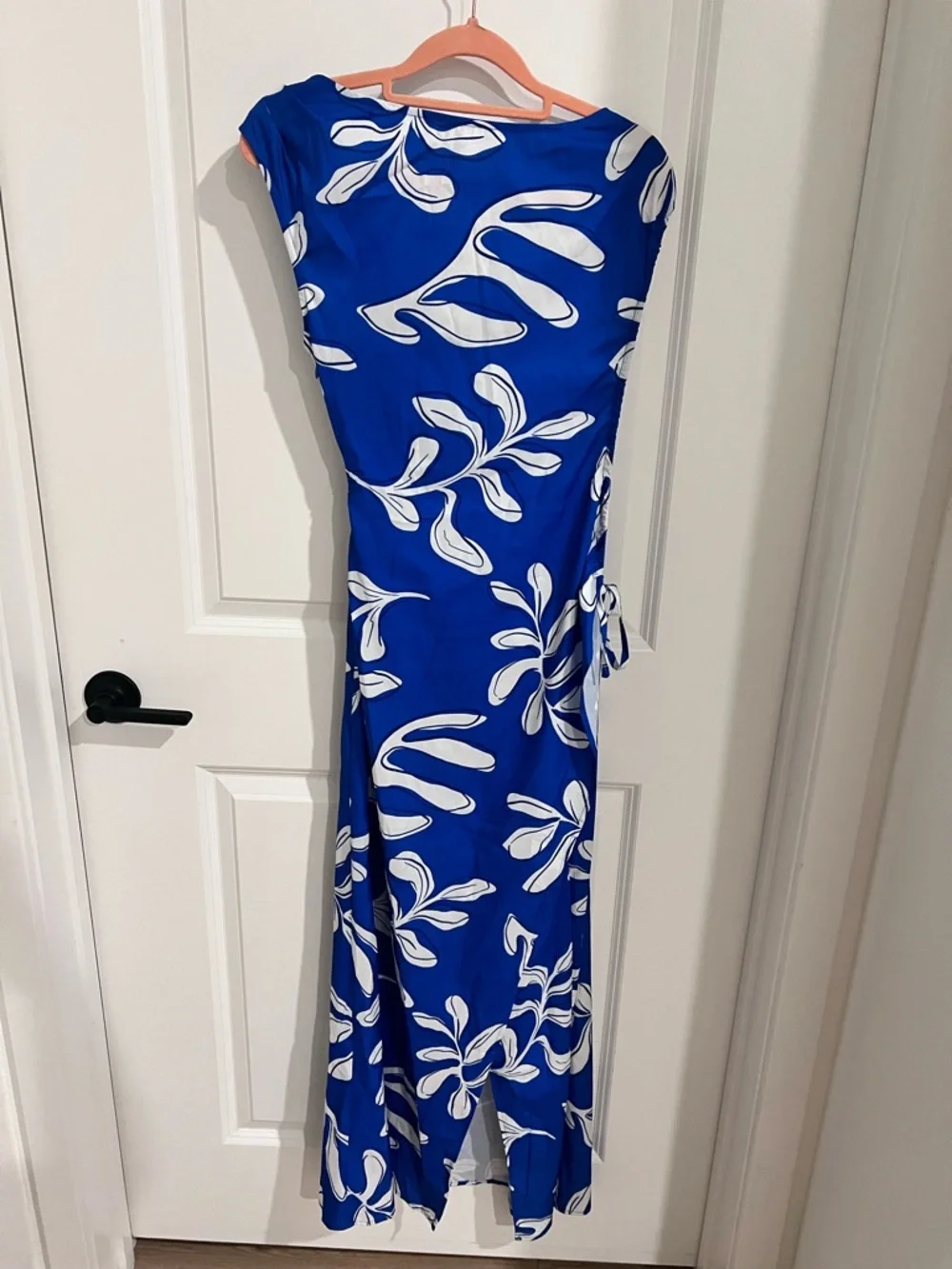 Hello Molly One-Shoulder Royal Blue and White Cutout Maxi Dress - Picture 6 of 10